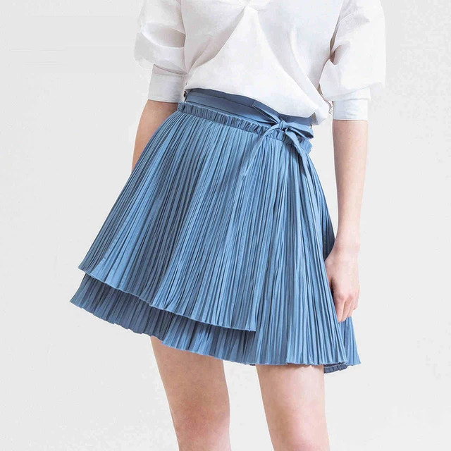 2016 latest fashion mini skirts oem chiffon women pleated skirt