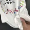 Hot sale SES.CO 12x16 Die-Cut Handle Plastic Thank You Floral Merchandise Shopping Bags Beige White