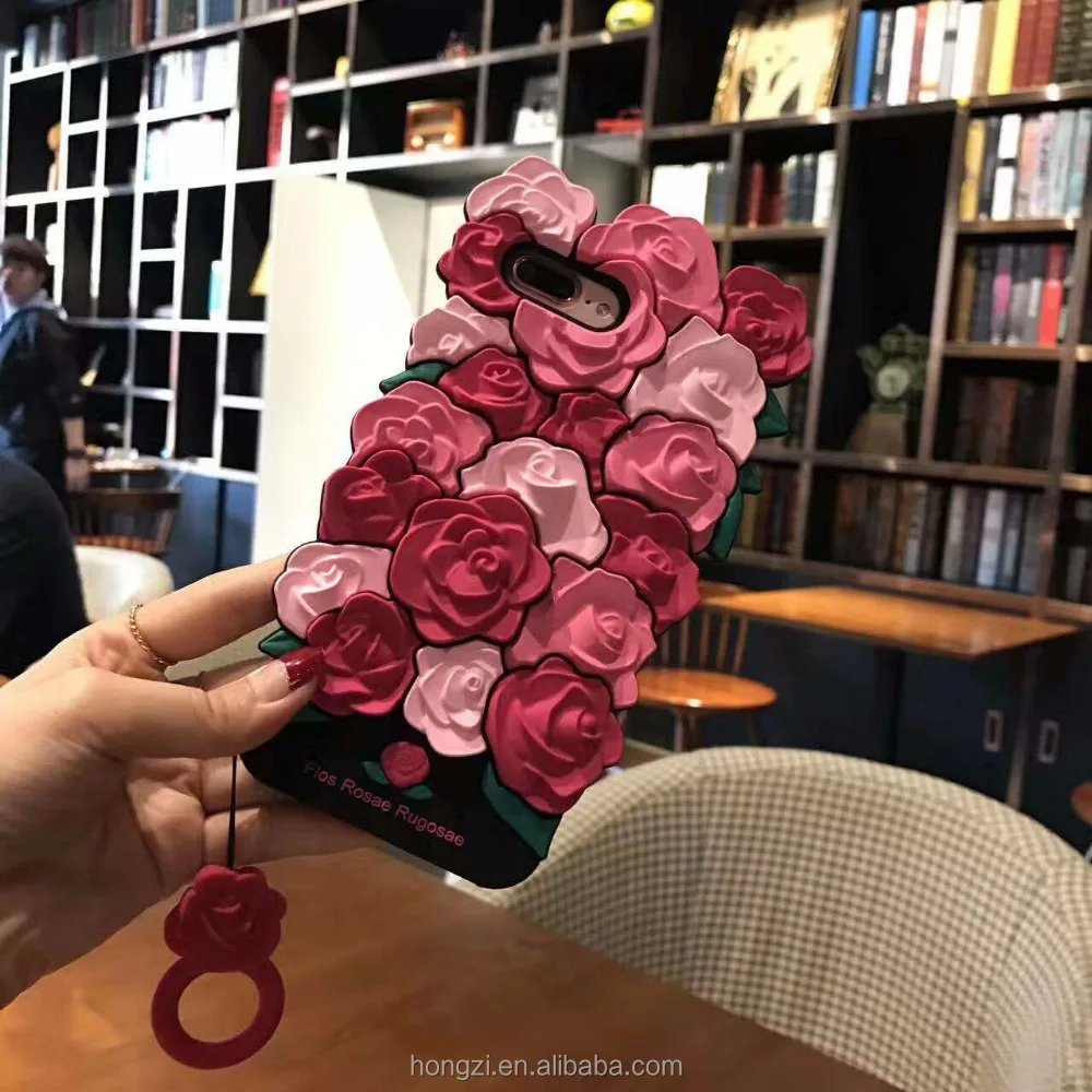 

2020 New 3D Romantic Rose Silicone Case for iPhone 8 7 7plus 6 6s plus Soft Gel Back Case Funda Cover