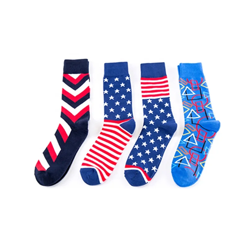 

Autumn & Winter Men Crew Socks Novelty Design Cotton National Flag Socks, As picture