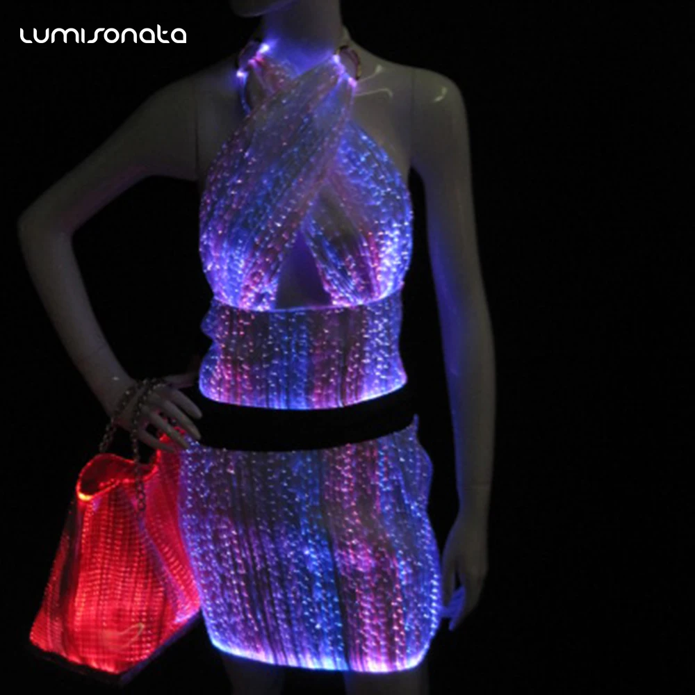 Luminous fiber optic fabric Sexy dress/ club wear dress hot sale led light up  sexy girls wear dress| Alibaba.com