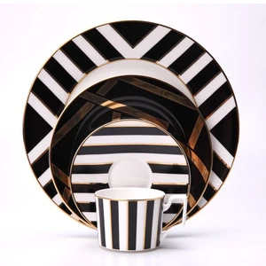 Image of stock gold trimmed 4-pcs western ceramic dinnersets bone china luxury dinnerware sets for wedding