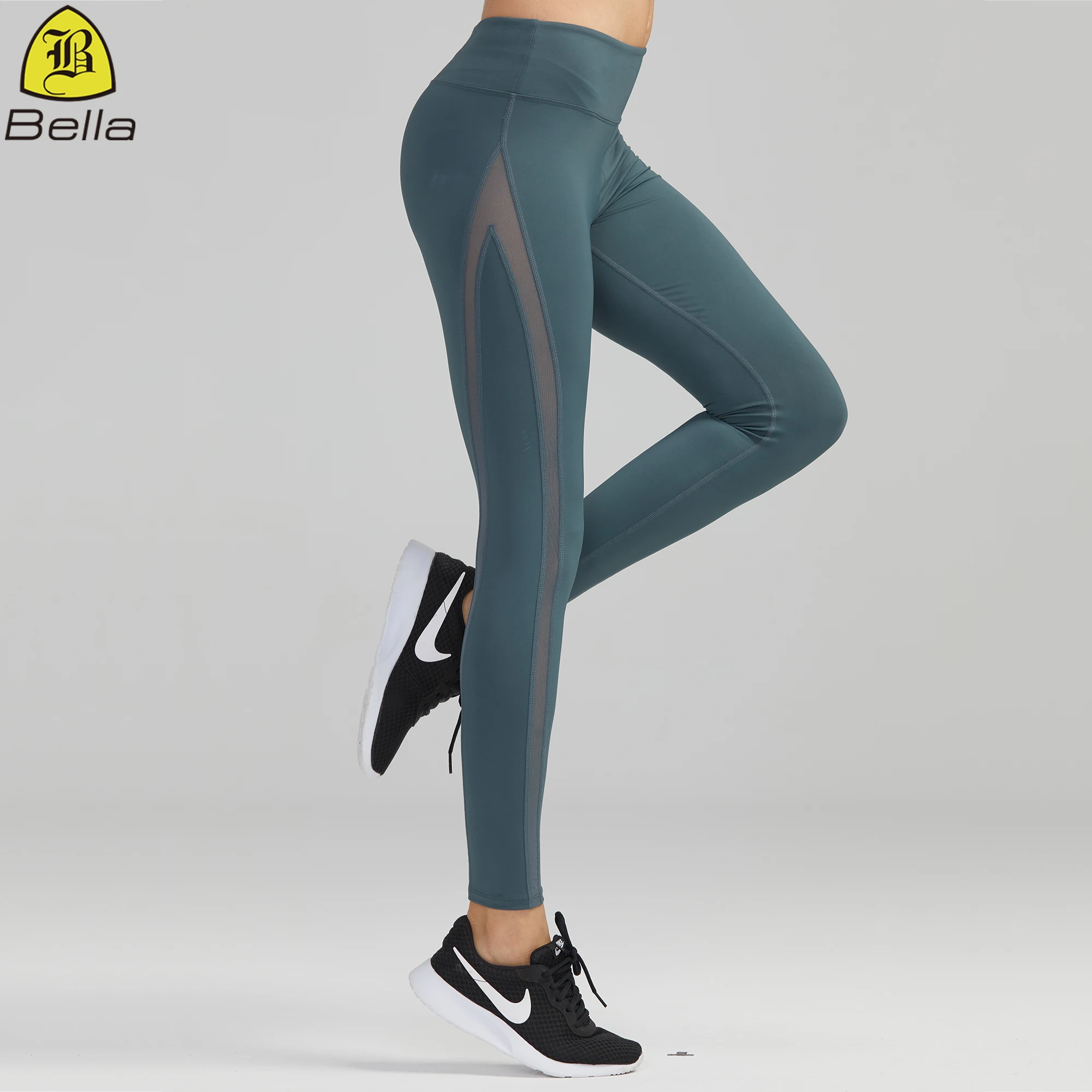 

Sexy mesh patchwork hidden pocket slim yoga pants female sports leggings