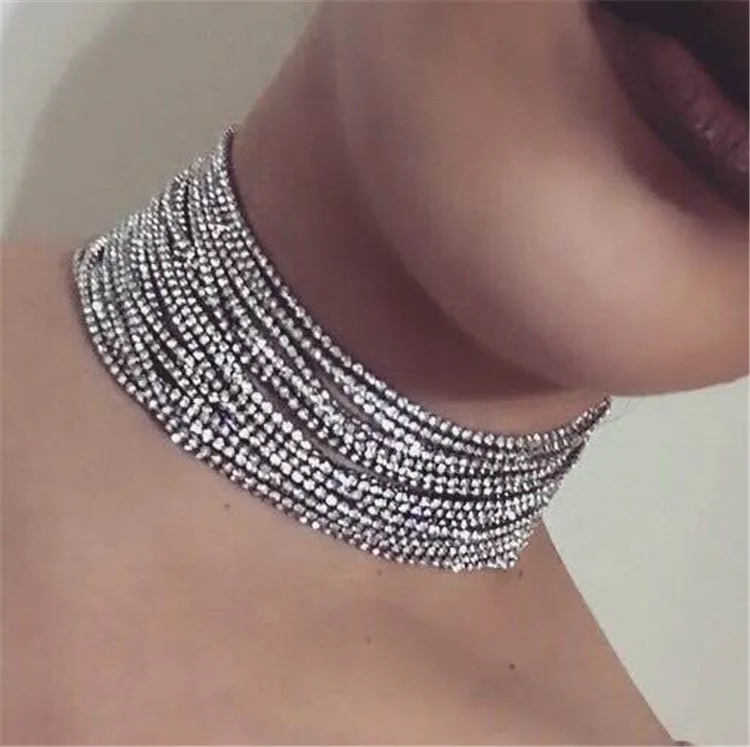 

MYLOVE ML357 Rhinestone Choker Crystal Maxi Statement Necklace Multilayer Wedding Chokers for Women Jewelry, N/a