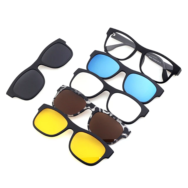 

DLC2203A Magnetic 5 in 1 Polarized Glasses Clip on Sunglasses for Men