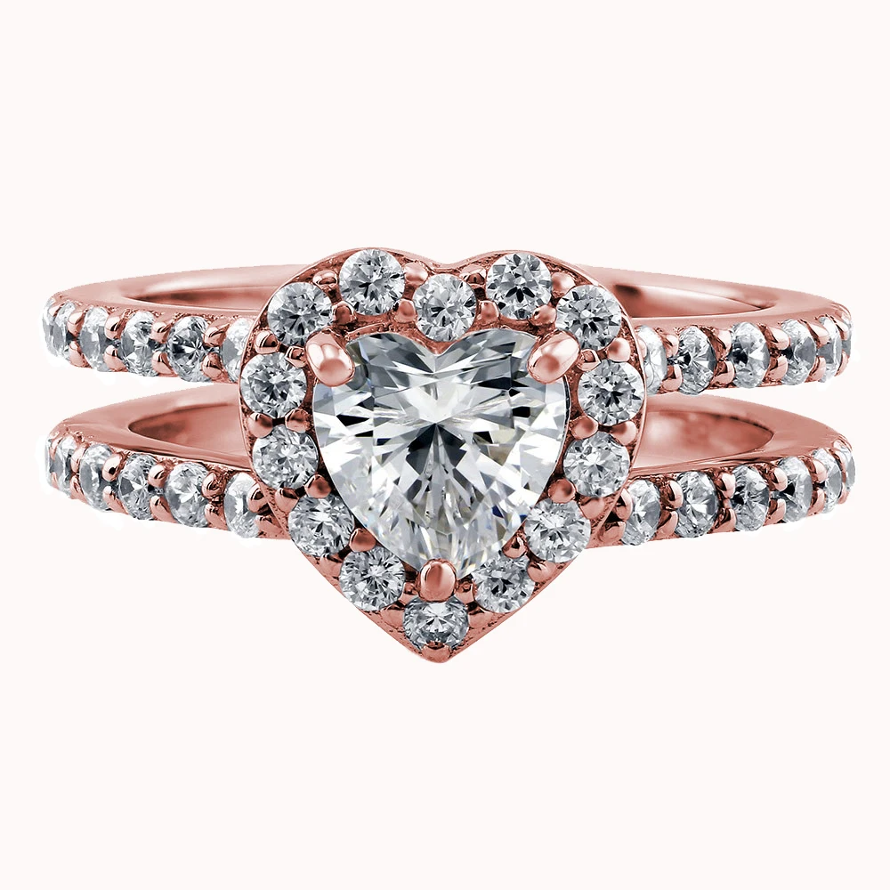 

New Design Ladies Finger White Cubic Zircon Heart Shape Gemstones 925 Silver Ring