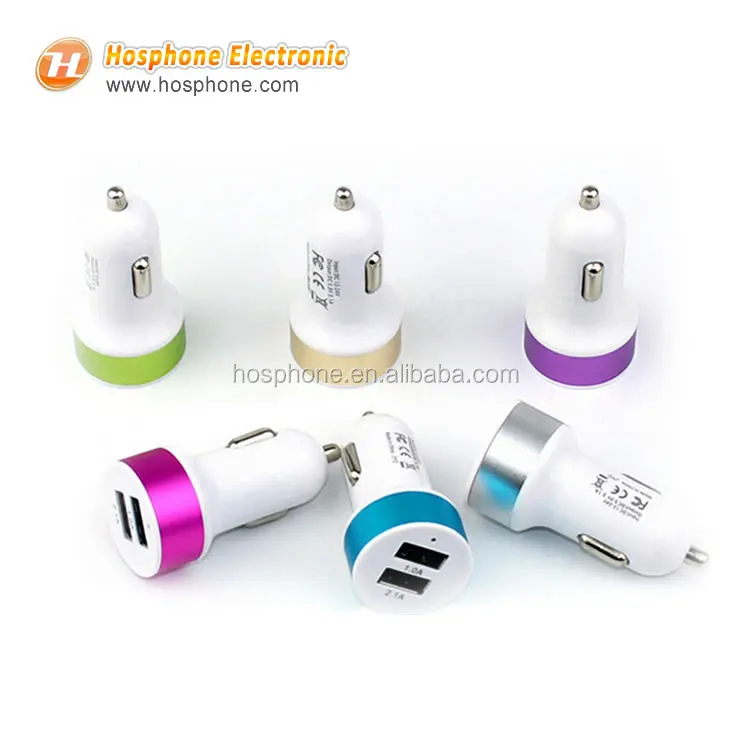 

Wholesale 2 port USB car charger Dual USB car Adapter for SAMSUNG IPHONE smartphone dual car battery charger, Pink;golden;green;blue;grey;black