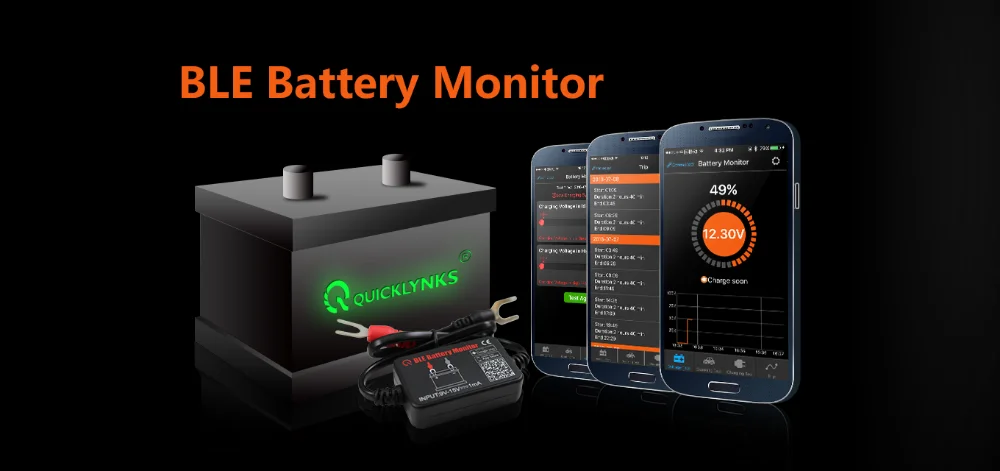USA Stock QUICKLYNKS Battery Monitor BM2​​ Bluetooth 4.0 Car 12V Battery Tester