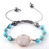 Fashion Beautiful Women 8mm Natural Stone Bracelet White Druzy Link Handmade Weave Wrap Bracelet & Bangle