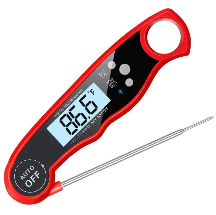 

Instant Read Waterproof Digital Meat Thermometer Cooking Food Kitchen BBQ Probe Water Milk Oil Liquid Oven Thermometer, Red /black/customized