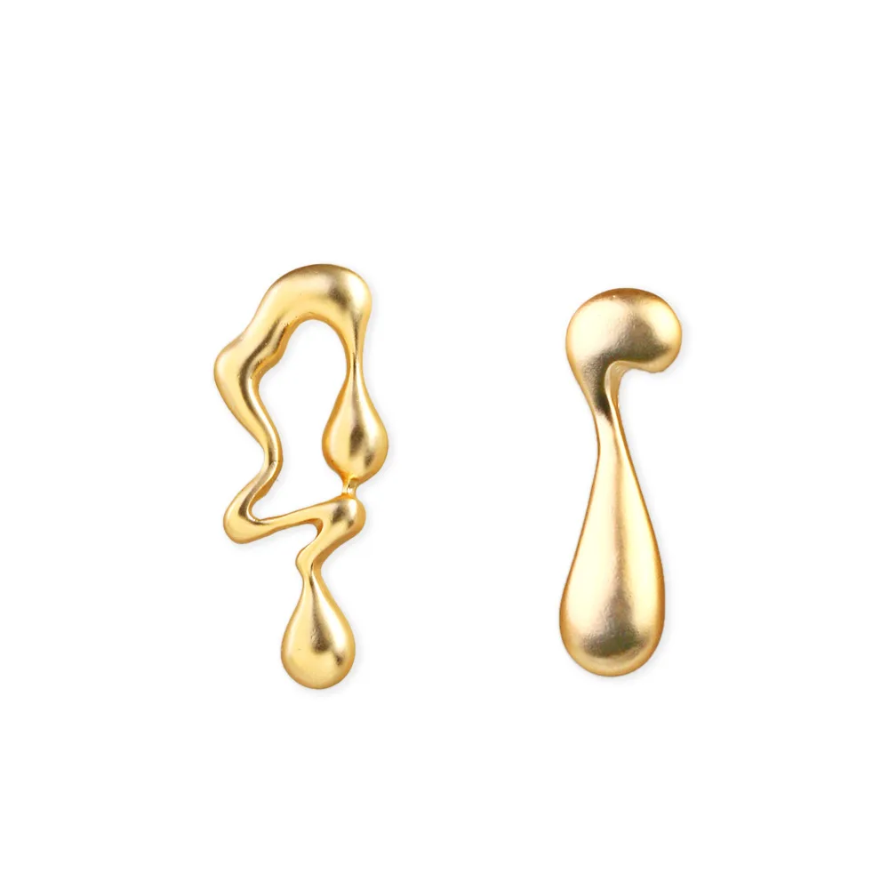 

Creative asymmetric metal earrings personality trend fashion gold irregular earrings (KER359), Same as the picture
