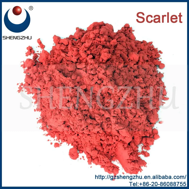 Thermochromic pigment powder scarlet