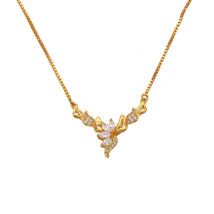 

Xuping dubai gold 24K flower rhinestones new style necklace women's