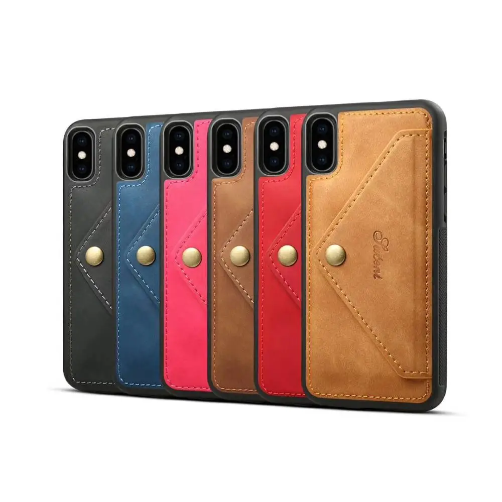 

High Quality Ultra Slim Leather Case Back Cover with Kickstand and Card Slots For Apple Iphone X XS/XR/XS MAX Leather Case