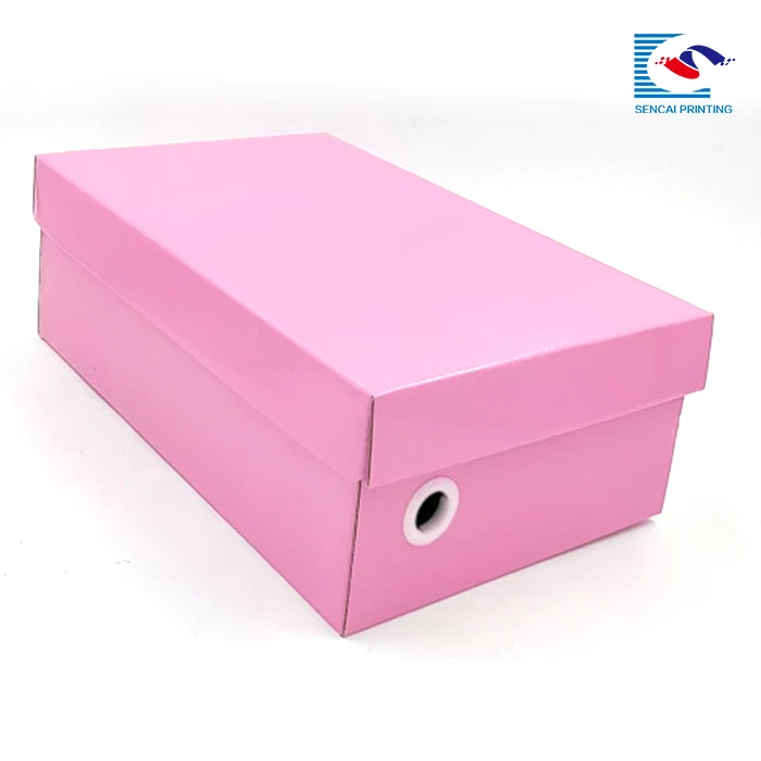 High Quality Pink Shoe Paper Rigid Cardboard Box With Custom Logo - Buy ...