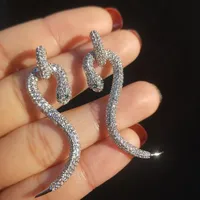 

925 Silver Pin Newest Design Jewelry Micro Pave Cubic Zircon Designs Brass Animal Snake Shape Earrings For Women CZ Earrings