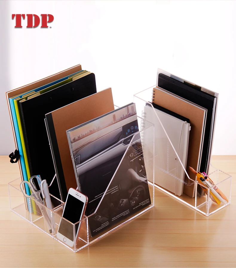 Clear Perpex Plexiglass 4 Section Office Stand Box Accessories Divider