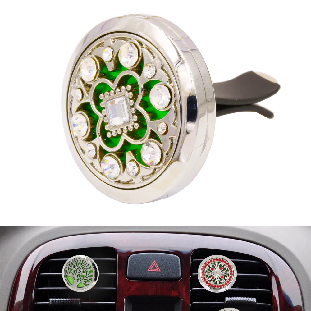 

New Arrival Colourful Crystal Car Air Vent Clip Air Freshener Aromatherapy Essential Oil Diffuser For Car Freshener -Clear Stone, Silver