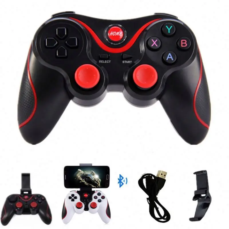 

Wireless Game controller Joystick mobile Phone Gamepad with phone holder for Android Tablet PC TV BOX Phone, Black + red