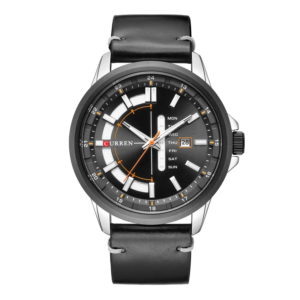 

CURREN 8307 Men Quartz Wristwatches Fashion&Casual Auto Date Colorful Leather Band Watches, N/a