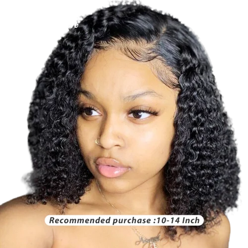 

Jerry Curly Lace Front Human Hair Wigs With Baby Hair Brazilian Remy Hair Short Curly Bob Wigs For Women Pre-Plucked Wig