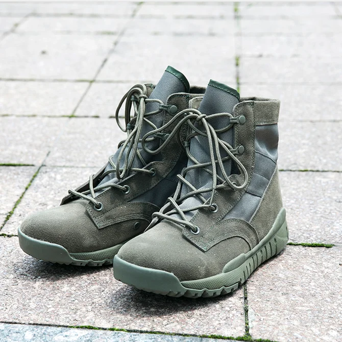 

Cow Suede Green Military Boots Anti-slip Rubber Outsole Army Tactical Boot