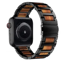 

Stainless Steel and Natural Wood Watch Band For Apple Smart Watch