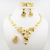 

Wholesale artificial 24k dubai gold plated jewelry set in alloy material
