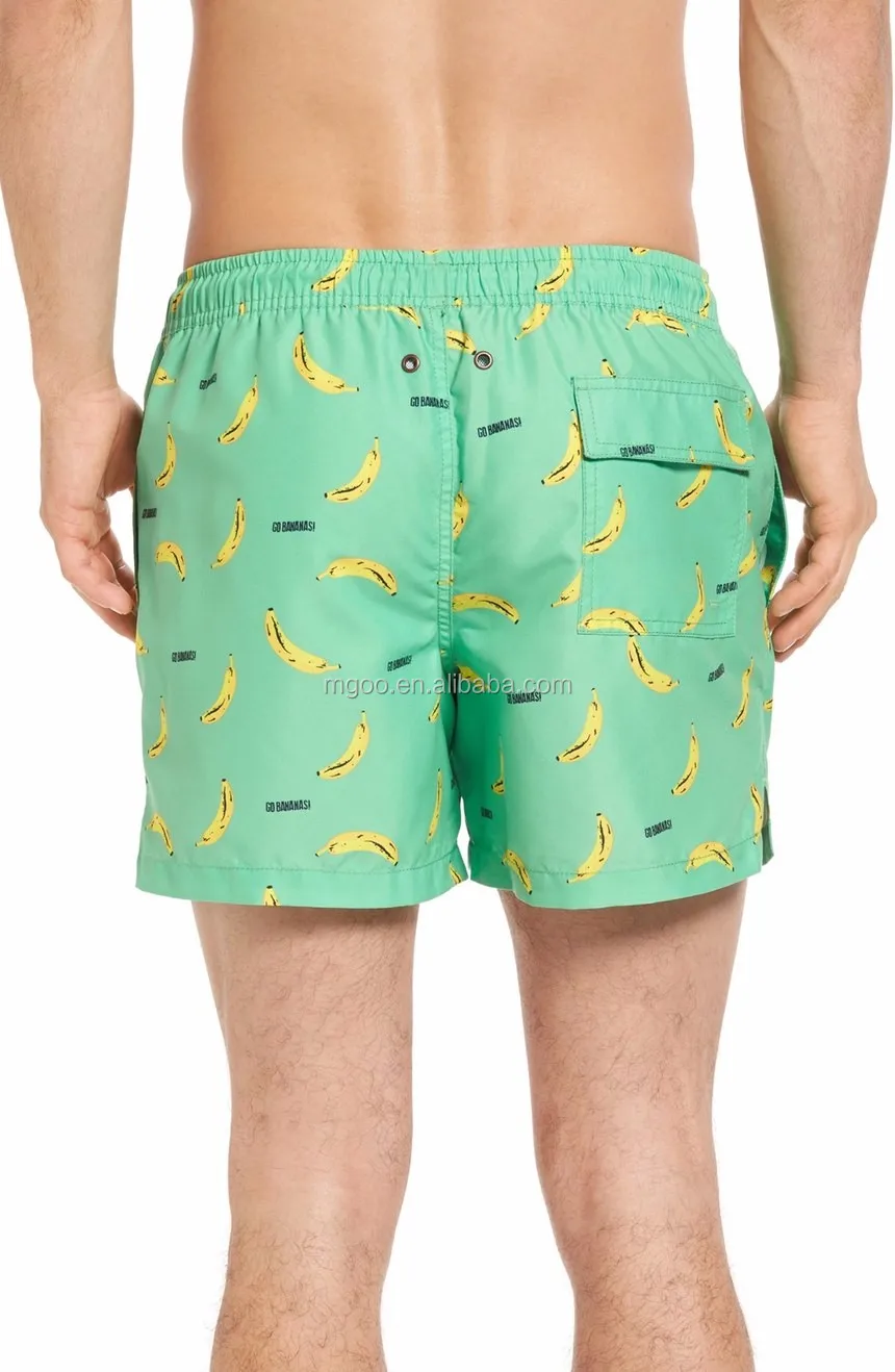 Wholesale Custom Men Swim Wear Bananas Printing Pale Green Swim Trunks ...