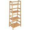 Natural Eco-Friendly Bamboo Ladder Shelf Bookcase 4 Shelf Multifunctional Storage Rack Display Stand