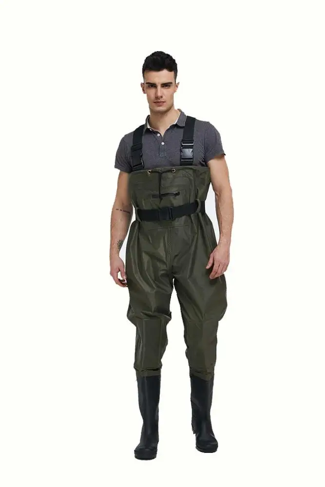 
wholesale manufacturers men camo 70d nylon fly fishing waterproof pvc rubber waist high chest hunting fishing boots waders 