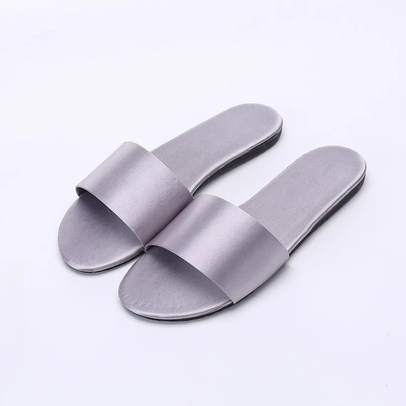 

The latest factory produces four seasons fashion silk satin slippers indoor non-slip breathable women's slippers, 7colors /custom