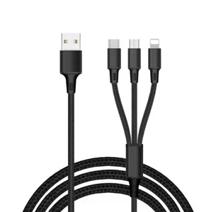 3 1 Nylon Braided USB Charger Cable iPhone Samsung
