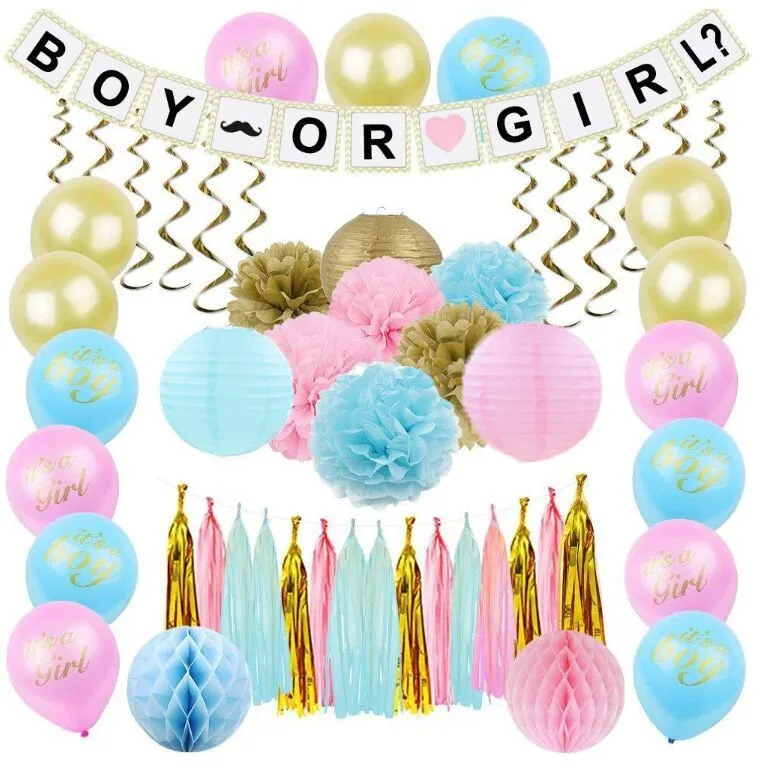 Gender Reveal Confetti Balloon He Or She Cake Topper Baby Gender Reveal
