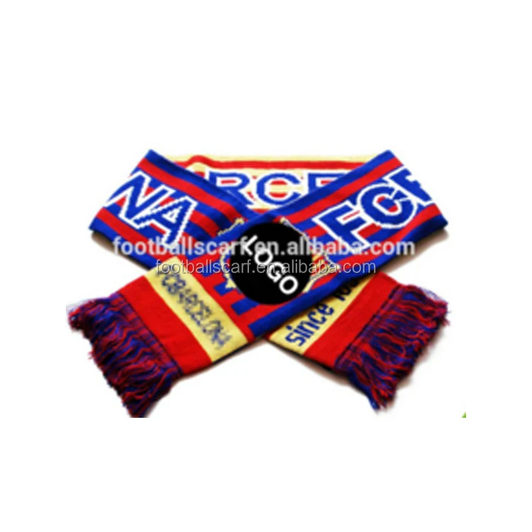 Fashion 100% acrylic singapore football acrylic knitted fan scarf