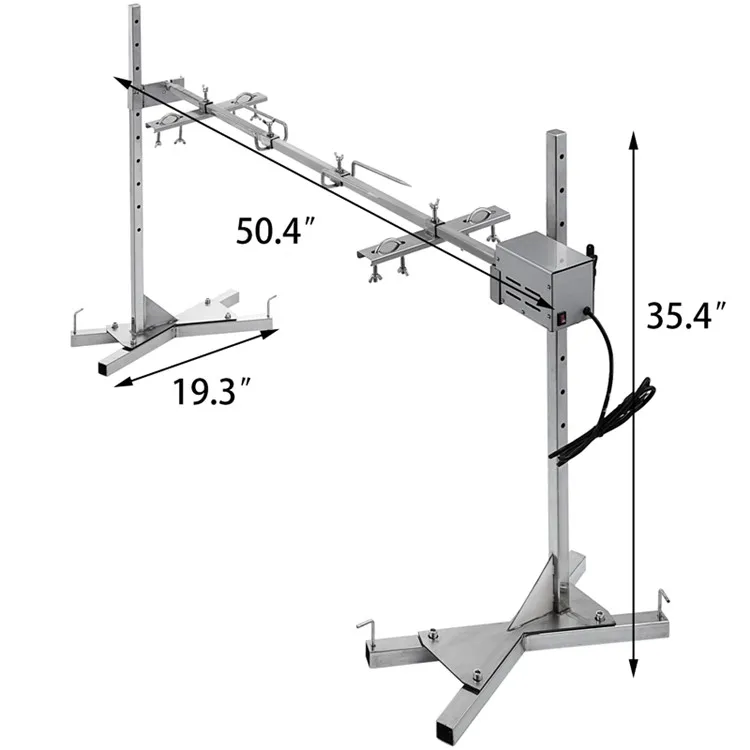 

stainless steel Charcoal Spit Rotisserie Tripod for chicken sheep/outdoor large BBQ fryer for party/ automatic Electric BBQ, Silver