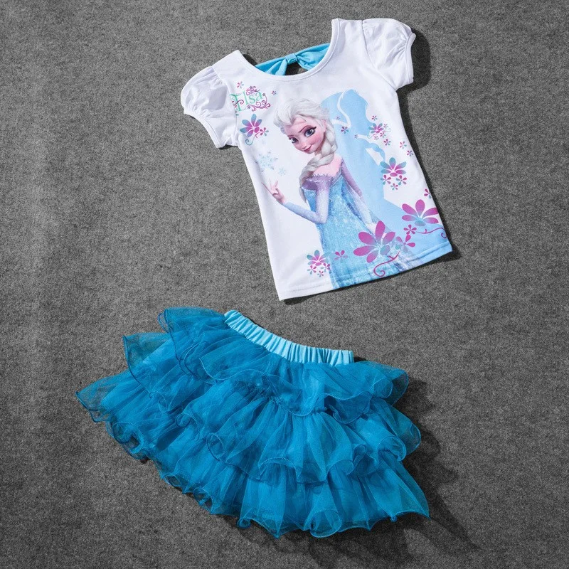 2016 Summer Children Clothing Two Pieces Elsa Baby s Fashion Girl Shorts Sets T Shirt Boutique