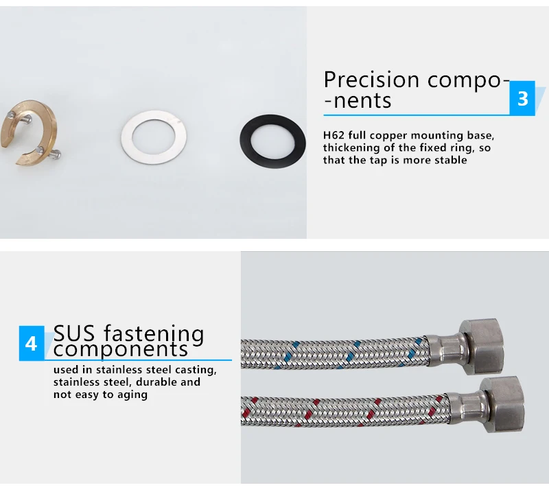 Kitchen Wall Mounted Hot & Cold Water Inlet Pipe 2 Handle Sink Faucets