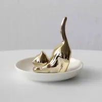 

Nordic ceramic creative ornaments cat plate jewelry plate ring jewelry display tray