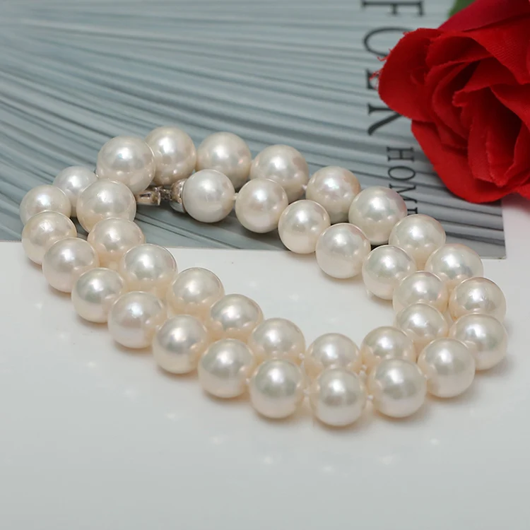 12-13mm Cultured Pearl Necklace Jewelry White Freshwater Pearl String ...