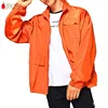 Men's Windproof Breathable Rain Orange Jacket Storm Zipper Loose Track Anorak Jackets