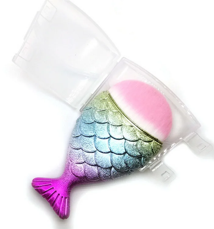 

New Arrival High Quality Fish Scale Mermaid Shape Single Foundation Makeup Facial Brush No MOQ, As pics