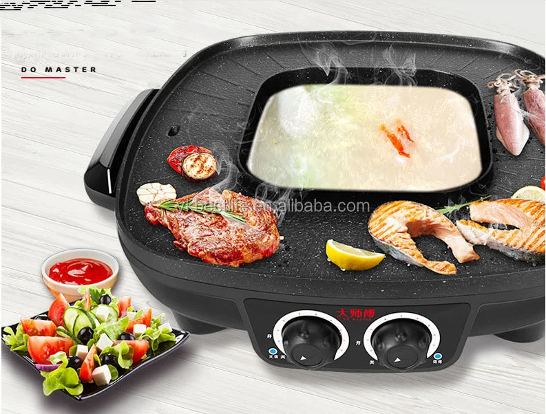 
Square electric griddle with hot pot 
