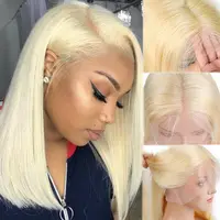 

HD Transparent Lace 613 blonde Lace Front Wigs Natural Straight Brazilian Human Hair ombre Short Bob Lace Frontal Wigs