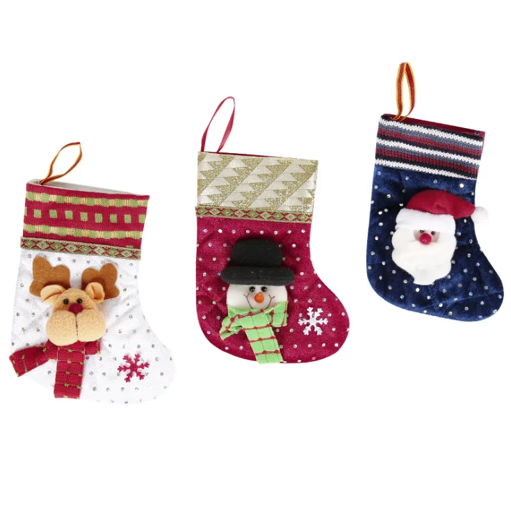 

Santa Claus Cartoon Decoration Contrast Color Christmas Sock, As pictures