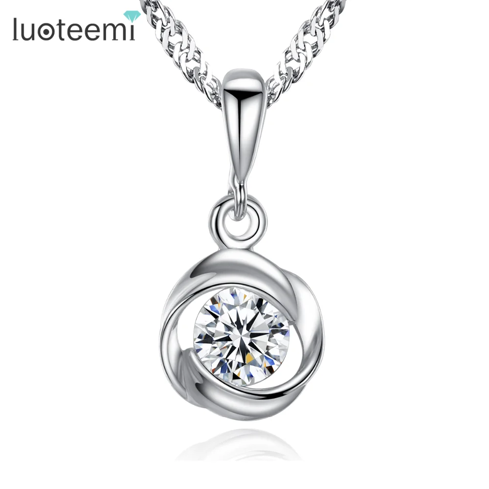 

CZCITY Wholesale Woman Bride Popular Hot FashionJewelry Trendy S925 Sterling Silver Pendant Necklace