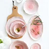 Elegant Petal Shape Western Steak Plate and Soup Bowl Gradient Color Tableware Set