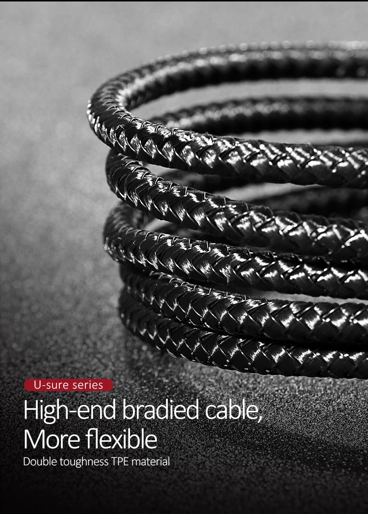 USAMS SJ292 Nylon Braided 2.1A fast charge Magnetic USB data transfer cable for iPhone