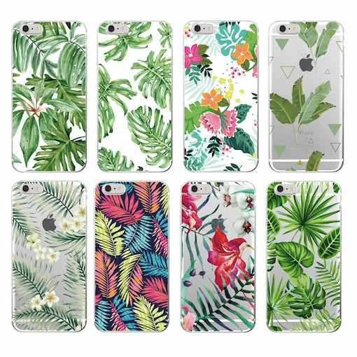 

Tree Leaves Tropic Summer Floral Fashion Soft TPU Printed Phone Case For iPhone 12 11 Pro 7 7Plus 6 6S 5 5S SE XS Max
