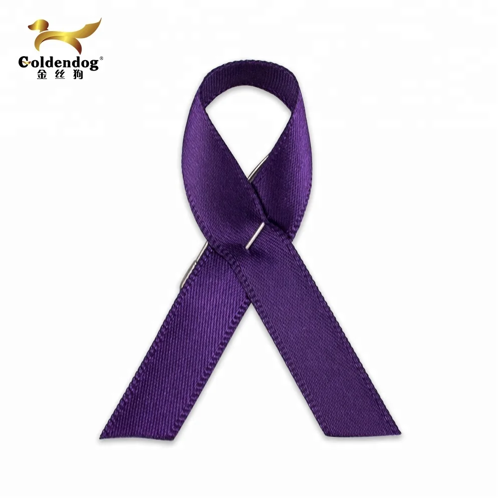 

polyester satin fabric purple awareness ribbon, Red,